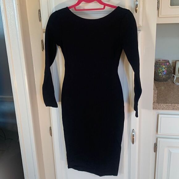 Lulu’s EUC black tight fitted low back long sleeve dress Size medium - Picture 1 of 5
